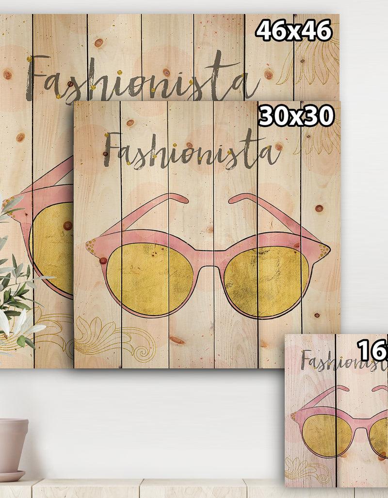 Designq Fashion Glam Accessories Pink - Posh & Luxe Print On Natural Pine Wood