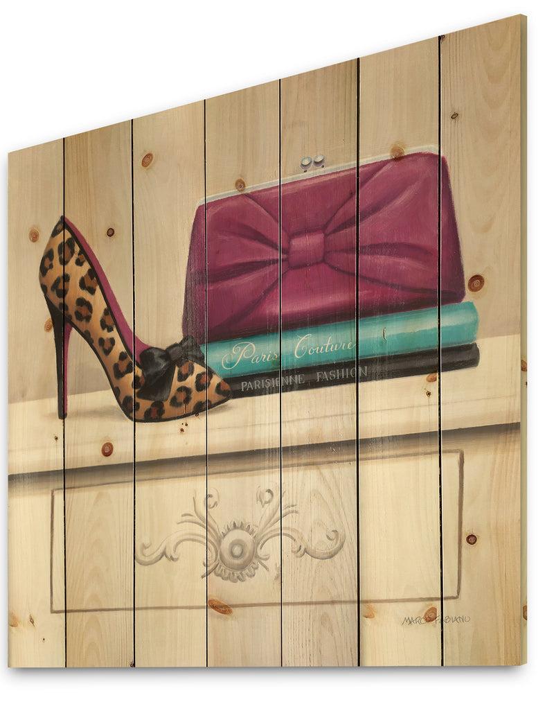 Designq Fashion & Glam Avenue High Heels I - Posh & Luxe Print On Natural Pine Wood