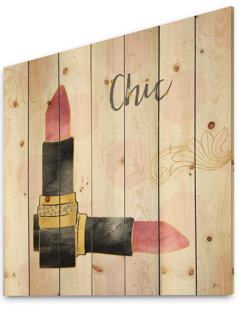 Designq Fashion Glam Lipstick II - Posh & Luxe Print On Natural Pine Wood