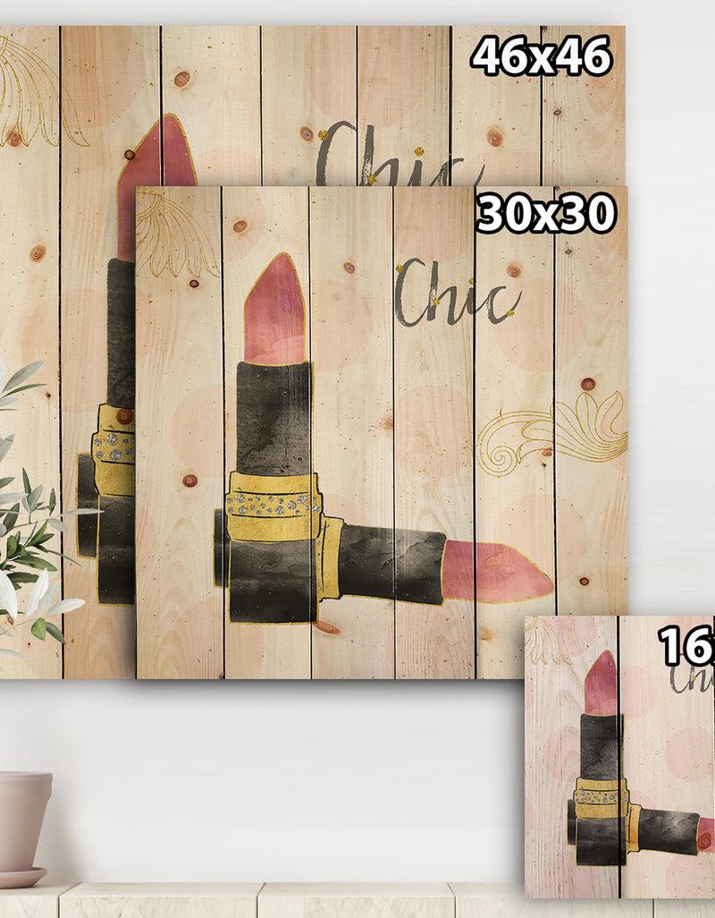 Designq Fashion Glam Lipstick II - Posh & Luxe Print On Natural Pine Wood