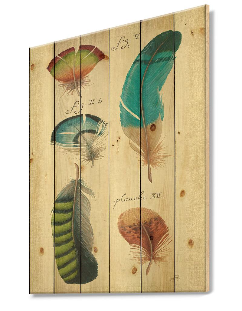 Designq Feathers Cottage Family III - Cabin & Lodge Print On Natural Pine Wood