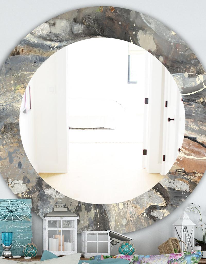 designq Fire and Ice Minerals I - Farmhouse Mirror - Frameless Oval or Round Wall Mirror