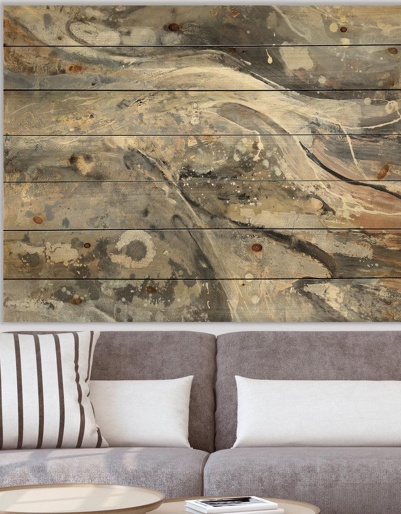 designq Fire and Ice Minerals I - Farmhouse Print on Natural Pine Wood