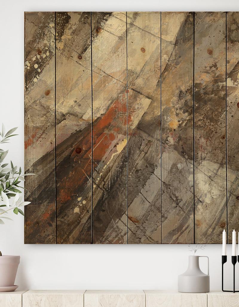 designq Fire and Ice Minerals III - Farmhouse Print on Natural Pine Wood