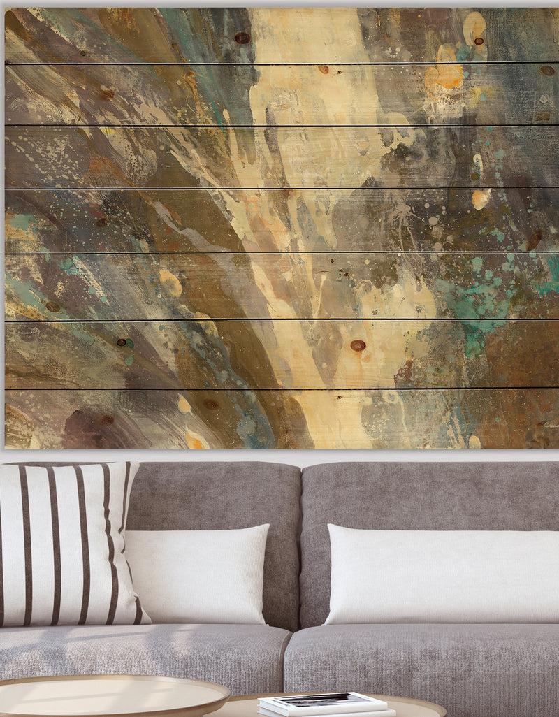 designq Fire and Ice Minerals IV - Farmhouse Print on Natural Pine Wood