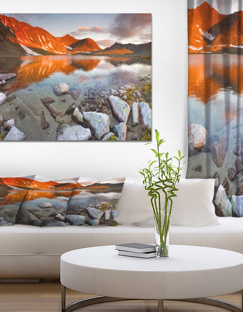 designq Fire Lake - Lake Landscapes Photographic on wrapped Canvas