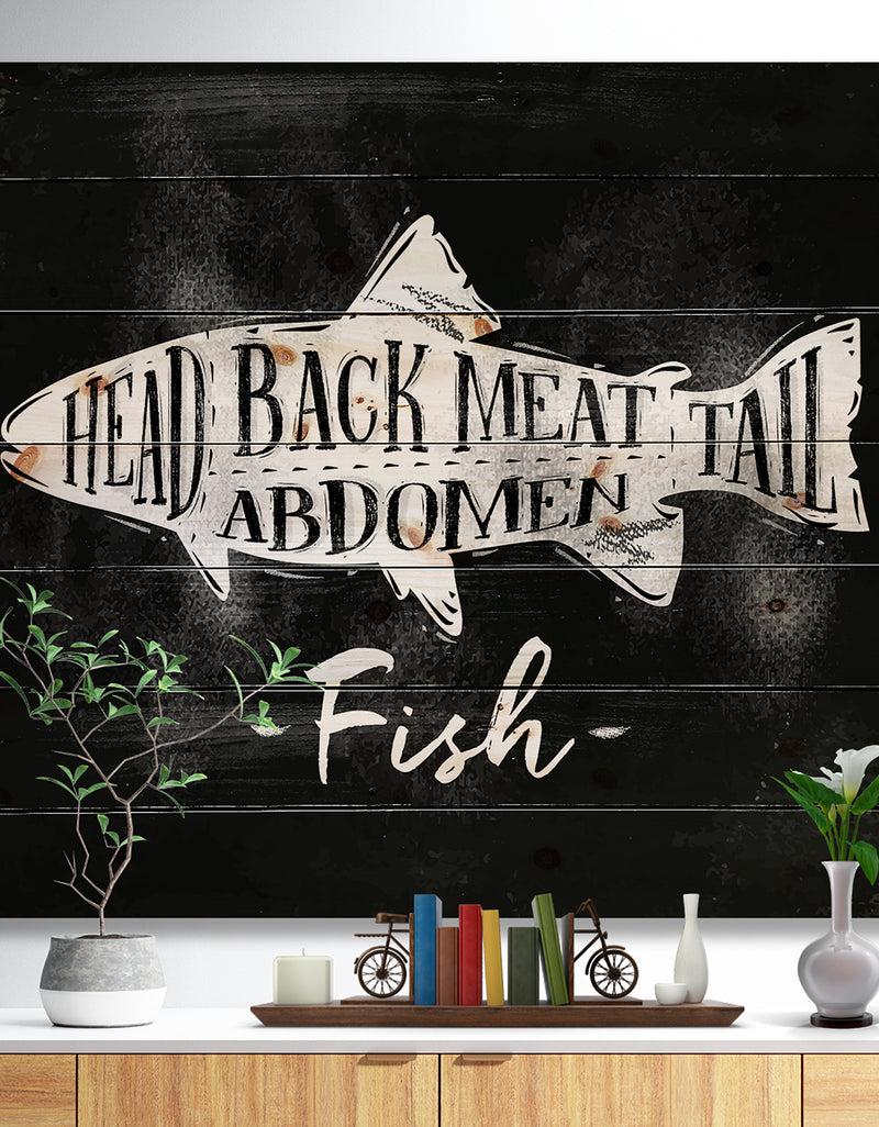 designq Fish cutting scheme chalk - Animals Painting Print on Natural Pine Wood