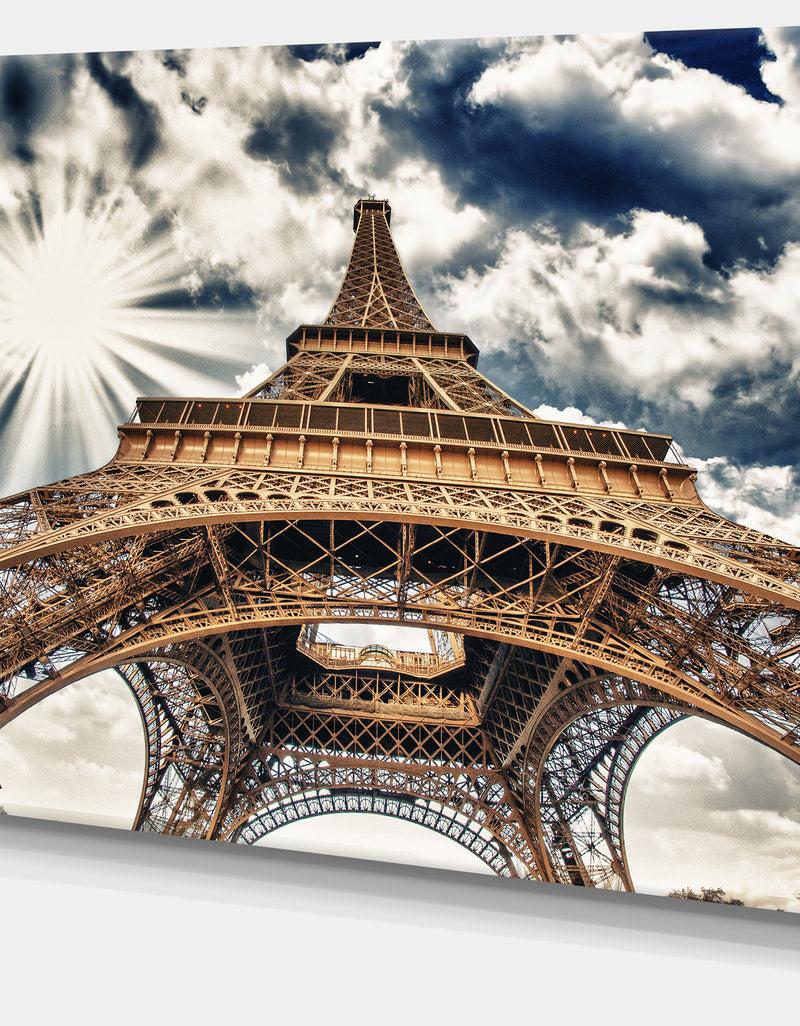 Designq Fisheye View Of Eiffel Tower - Cityscape Digital Art Canvas Print