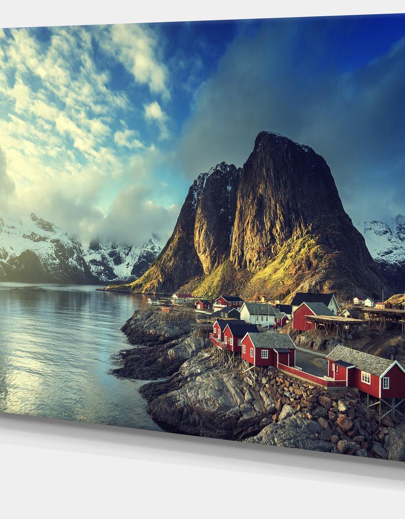 Designq Fishing Hut At Spring Sunset - Landscape Canvas Wall Artwork