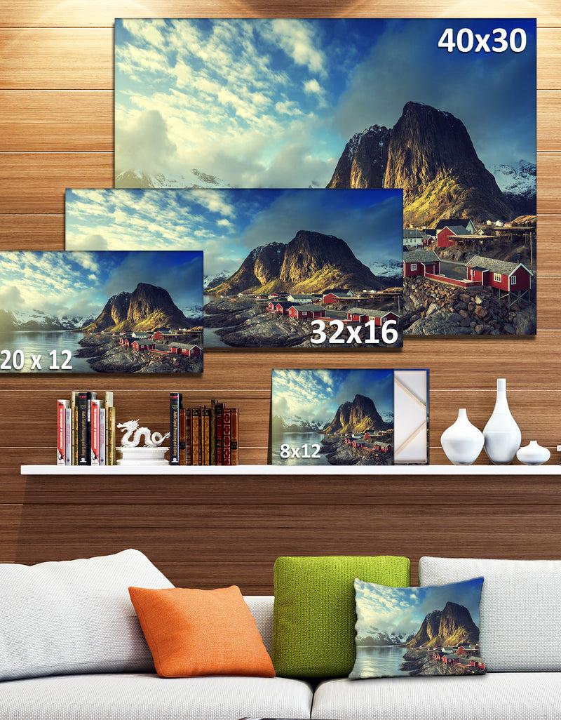 Designq Fishing Hut At Spring Sunset - Landscape Canvas Wall Artwork