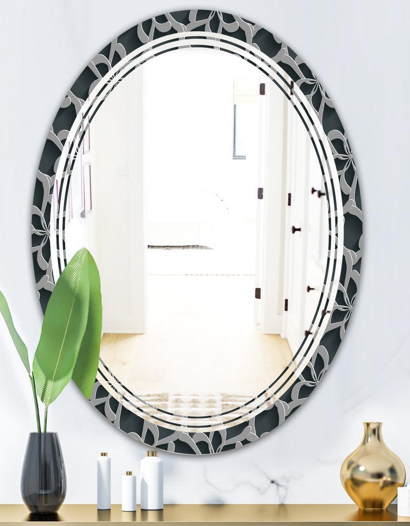 Designq Floral 3d Pattern Background. - Modern Round Or Oval Wall Mirror - Triple C