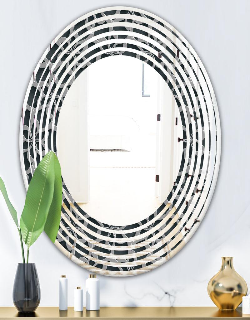 Designq Floral 3d Pattern Background. - Modern Round Or Oval Wall Mirror - Wave