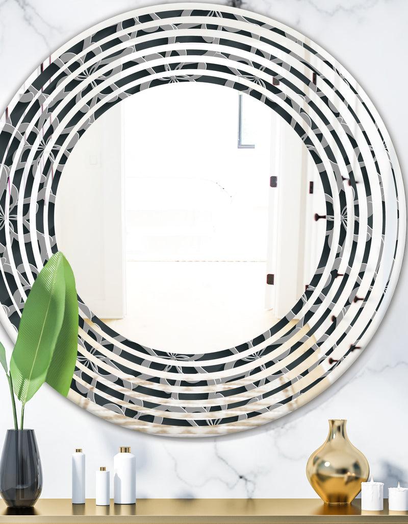 designq Floral 3d Pattern Background. - Modern Round or Oval Wall Mirror - Wave