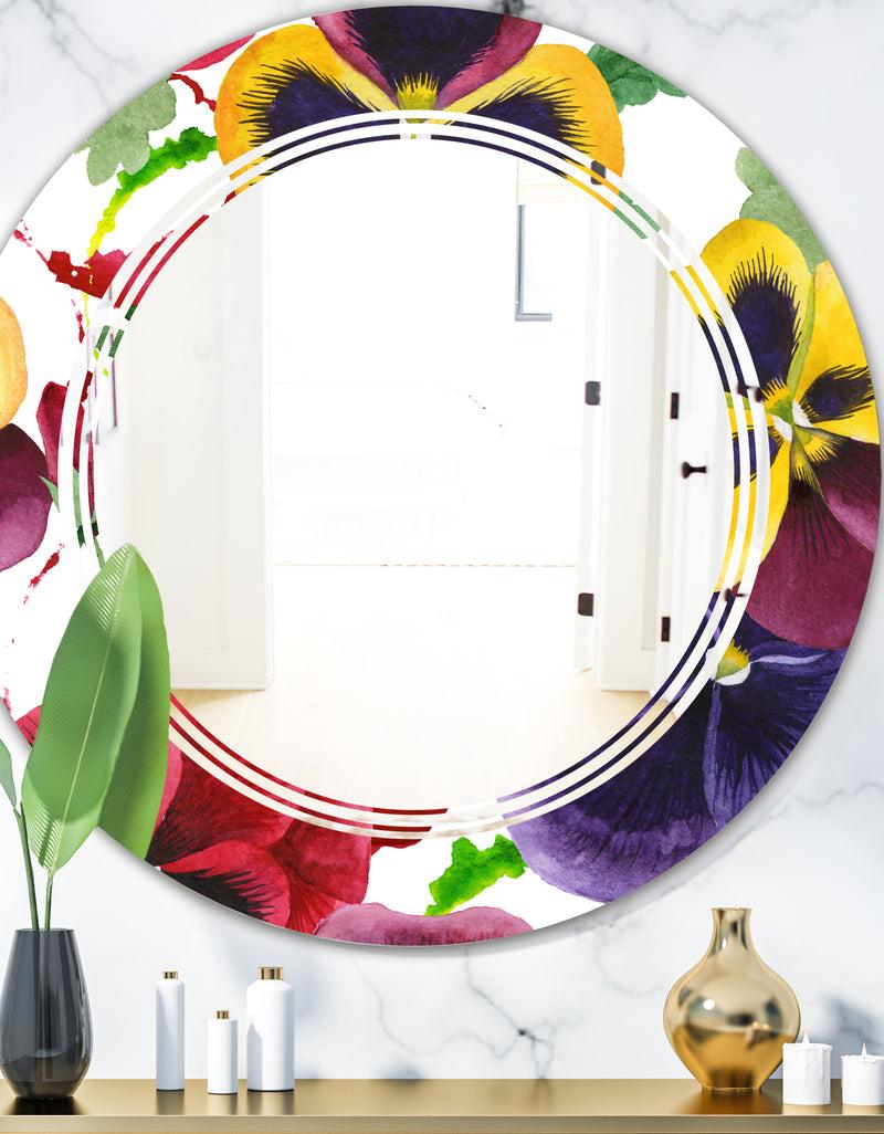 designq Floral Botanical Retro VIII - Modern Round or Oval Wall Mirror - Triple C