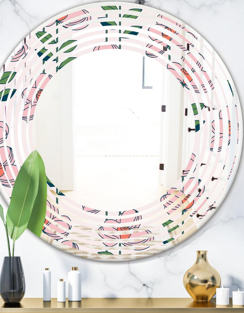 designq Floral Botanical Retro XII - Cottage Round or Oval Wall Mirror - Wave