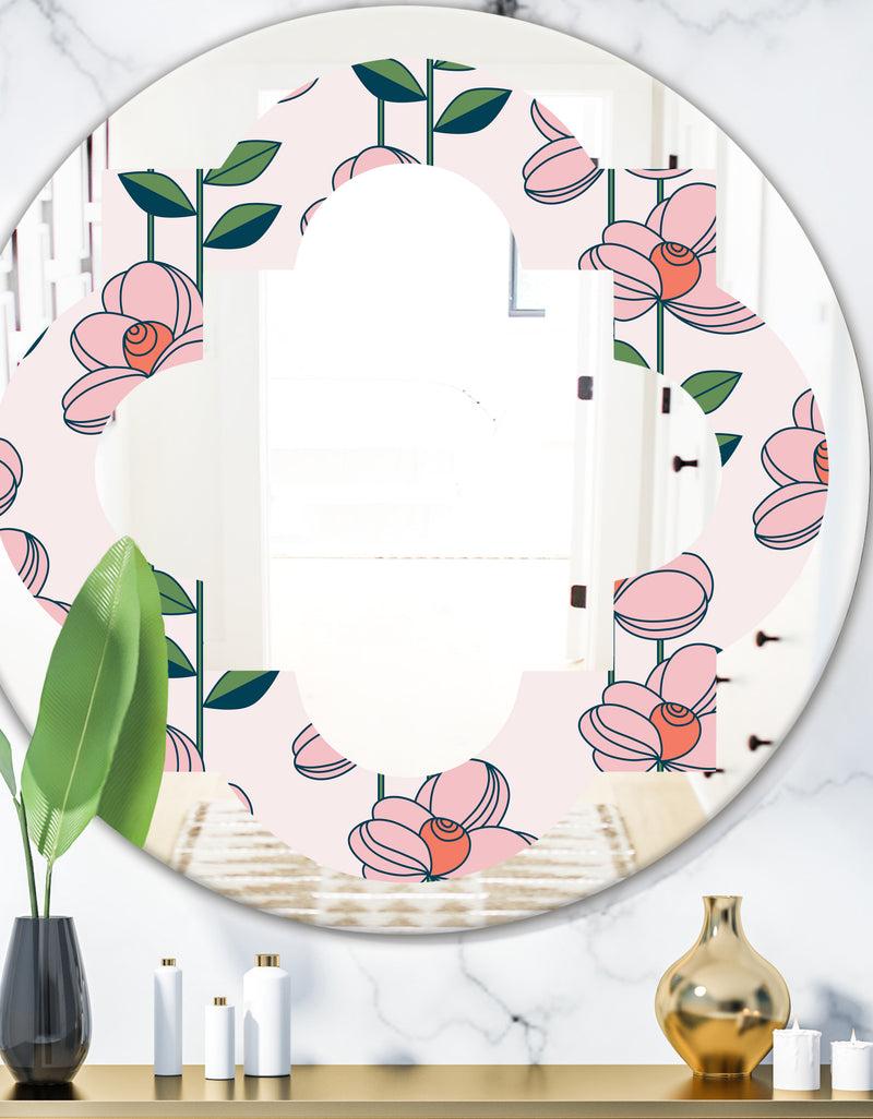 designq Floral Botanical Retro XII - Cottage Round or Oval Wall Mirror - Quatrefoil