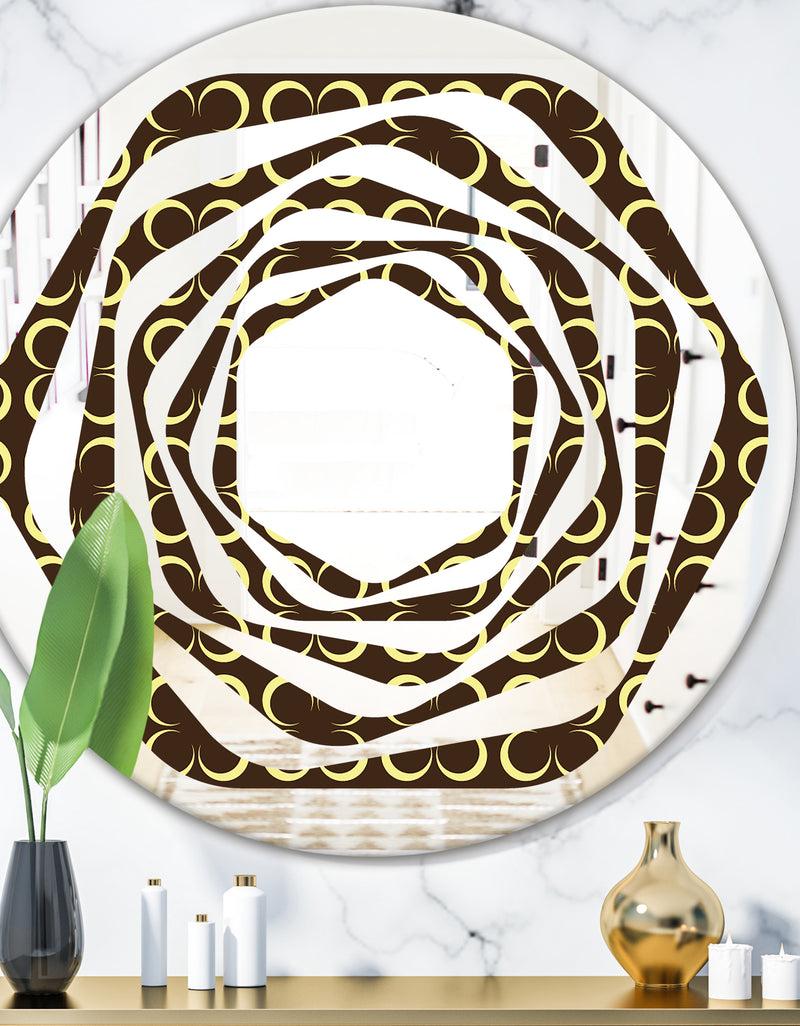 designq Floral Retro Pattern II - Modern Round or Oval Wall Mirror - Whirl