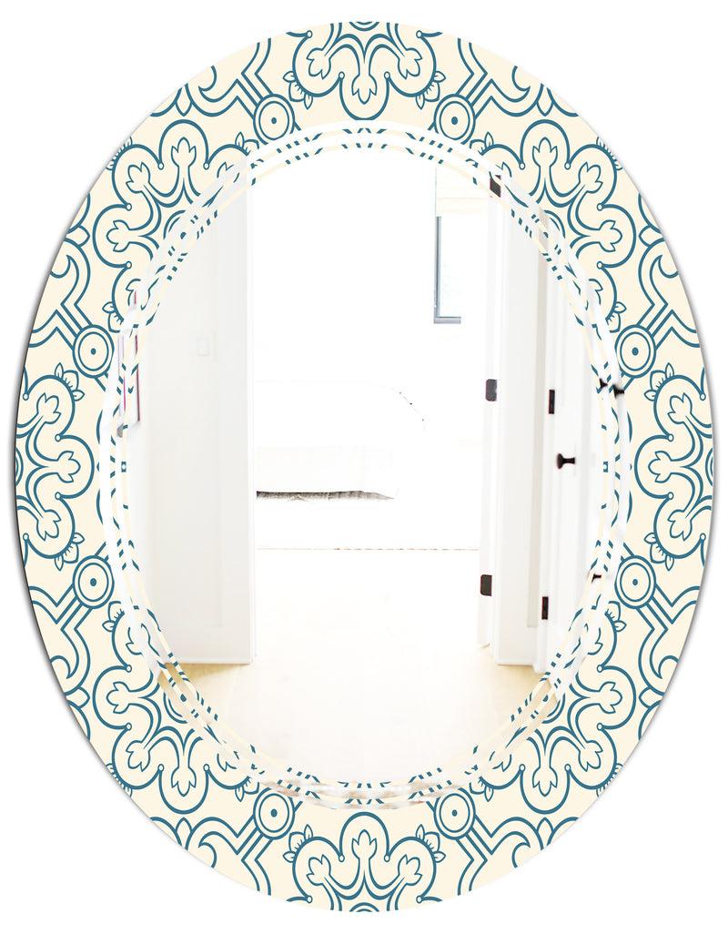 Designq Floral Retro Pattern IV - Modern Round Or Oval Wall Mirror - Triple C