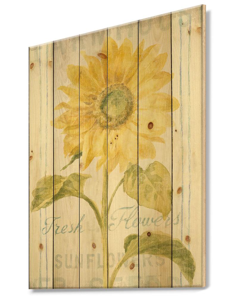 Designq Floursack Florals II - Cottage Print On Natural Pine Wood