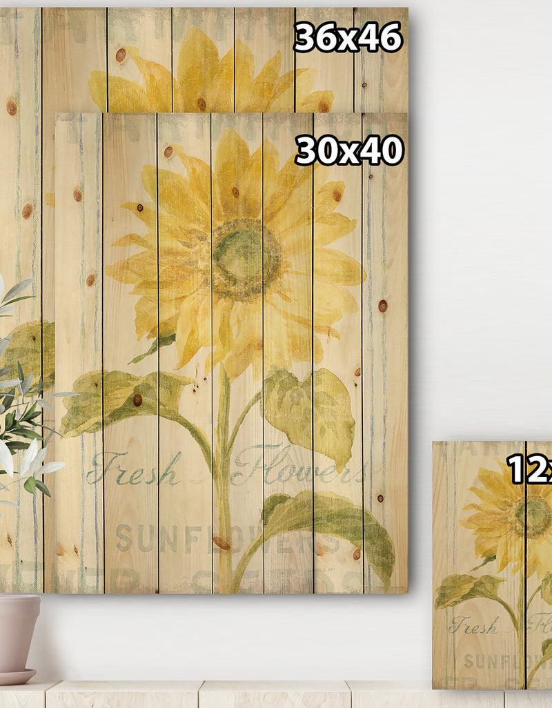 Designq Floursack Florals II - Cottage Print On Natural Pine Wood