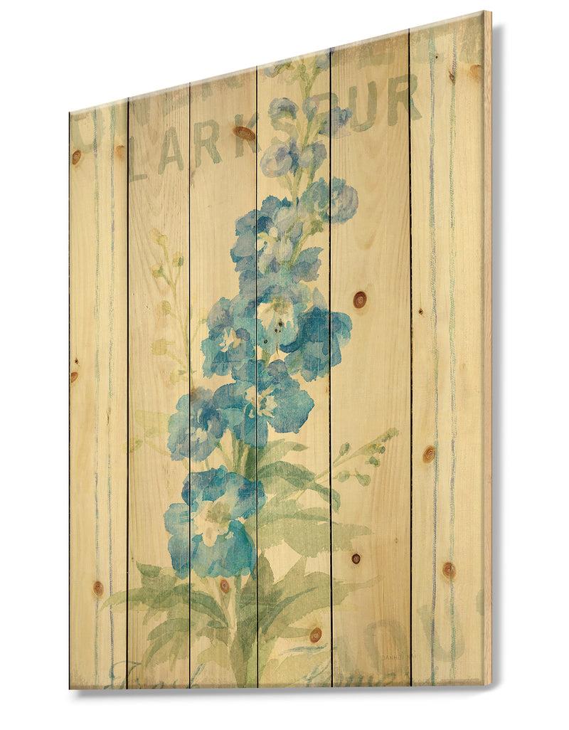 Designq Floursack Florals VII - Cottage Print On Natural Pine Wood