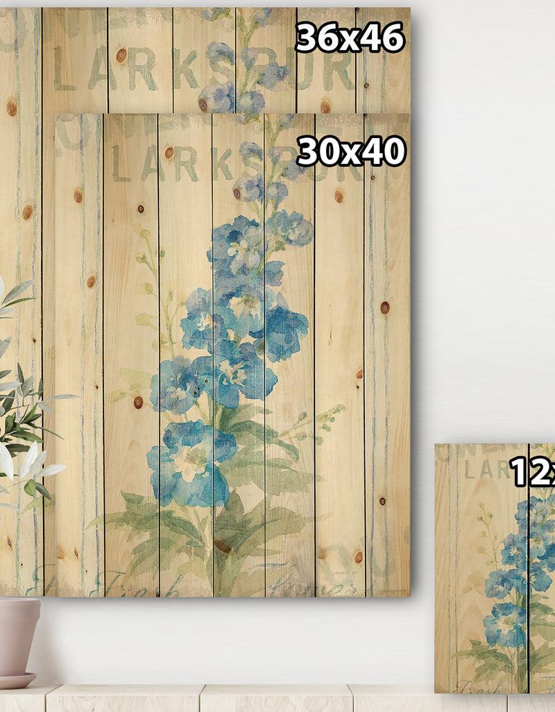 Designq Floursack Florals VII - Cottage Print On Natural Pine Wood