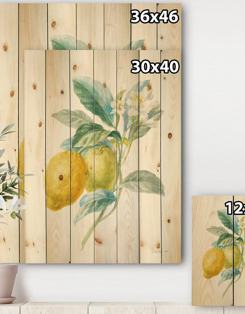 Designq Floursack Lemon II - Cabin & Lodge Print On Natural Pine Wood