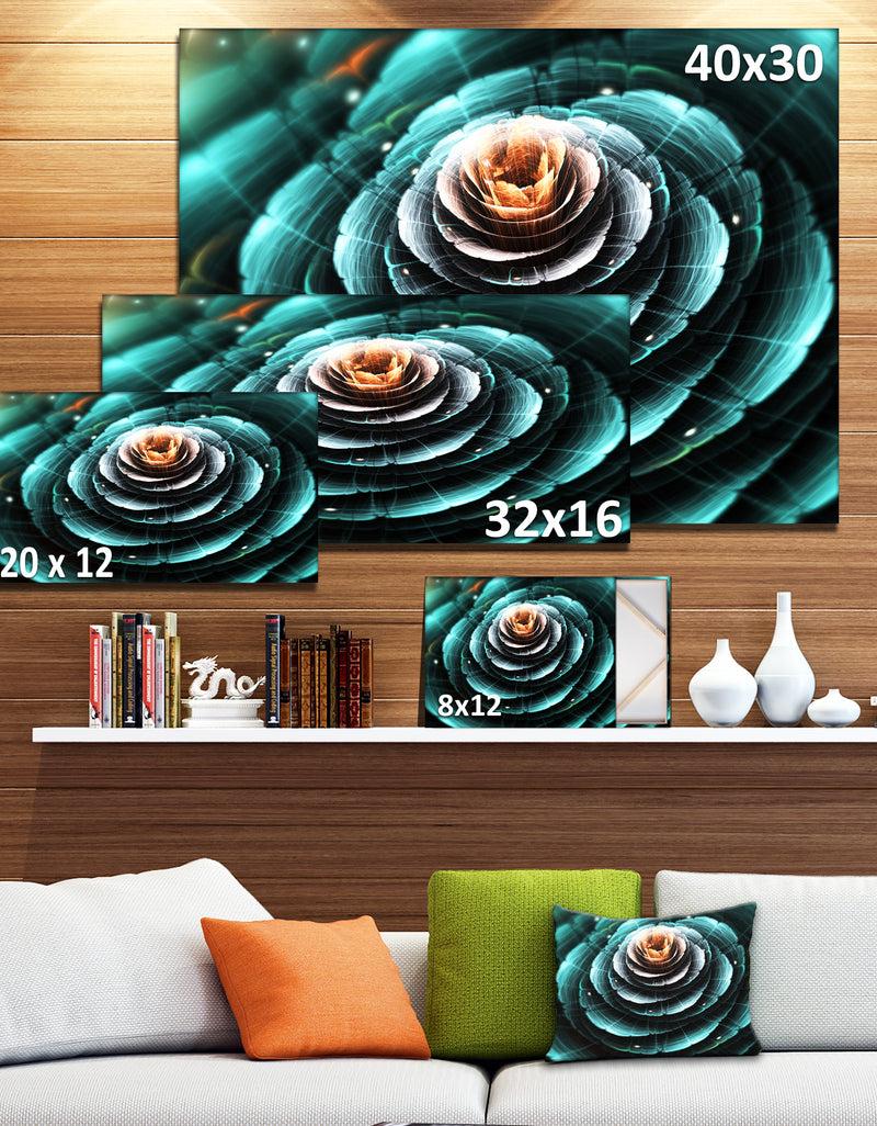 Designq Flower Clear Turquoise Digital Art - Large Floral Canvas Art Print
