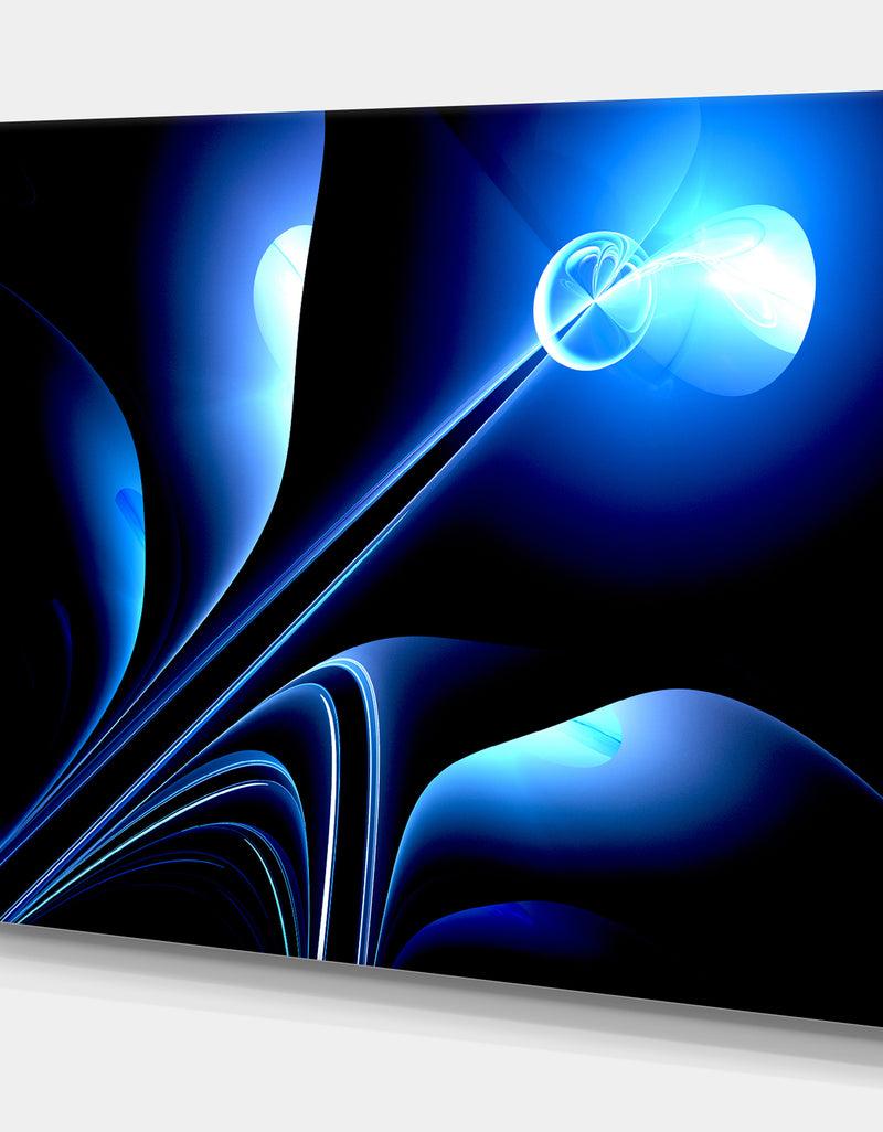 Designq Flower In Electric Blue - Floral Contemporary Art On Wrapped Canvas