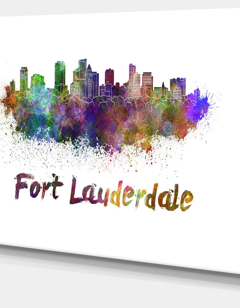 Designq Fort Lauderdale Skyline - Cityscape Canvas Artwork Print