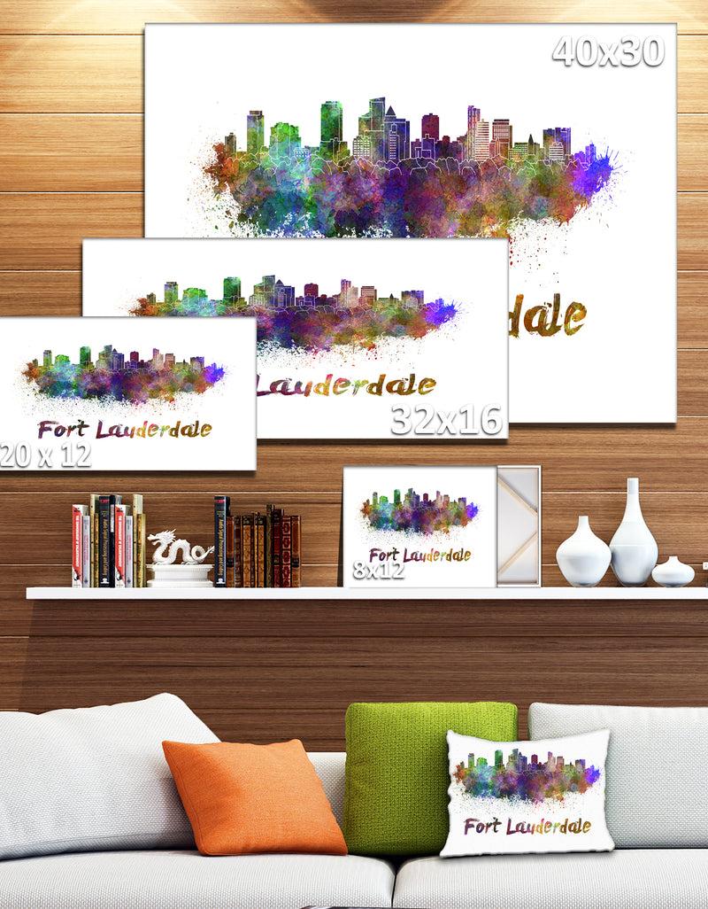 Designq Fort Lauderdale Skyline - Cityscape Canvas Artwork Print