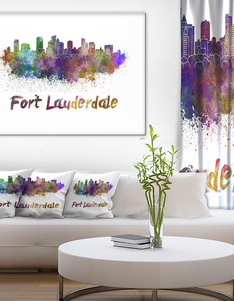 designq Fort Lauderdale Skyline - Cityscape Canvas Artwork Print