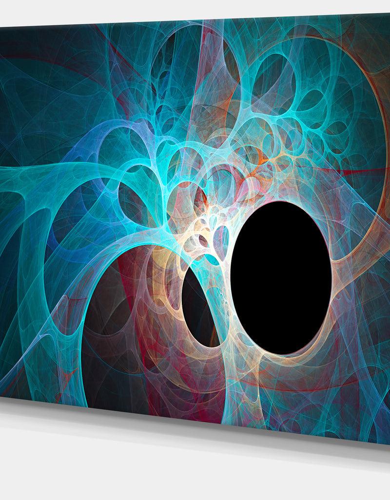 Designq Fractal Angel Wings In Blue - Abstract Wall Art Canvas