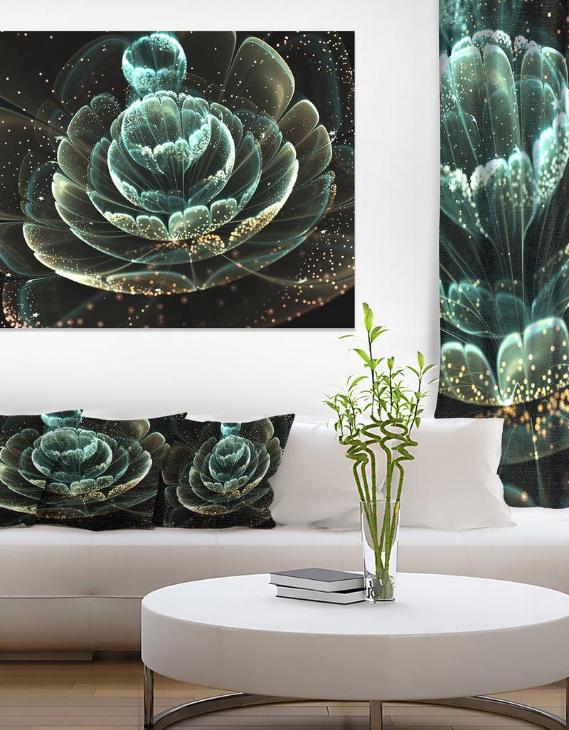 designq Fractal Flower Light Green Digital Art - Large Floral Canvas Art Print