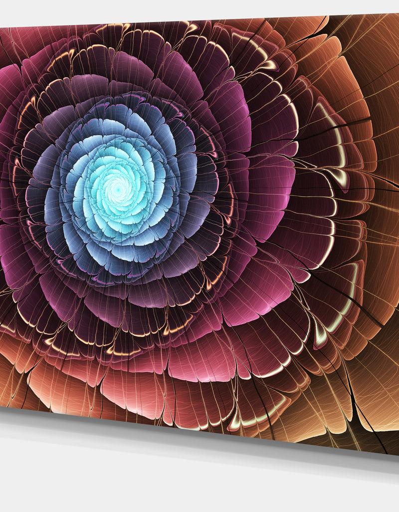 Designq Fractal Flower Pink Brown Digital Art - Large Floral Canvas Art Print