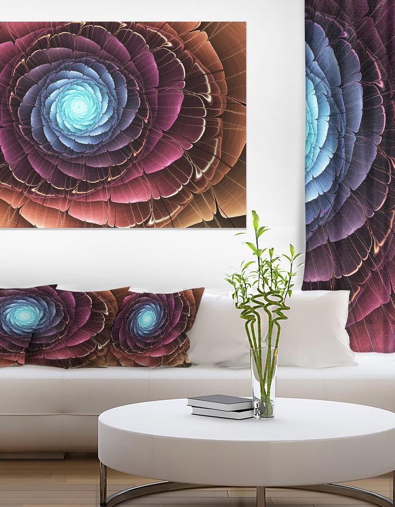 designq Fractal Flower Pink Brown Digital Art - Large Floral Canvas Art Print