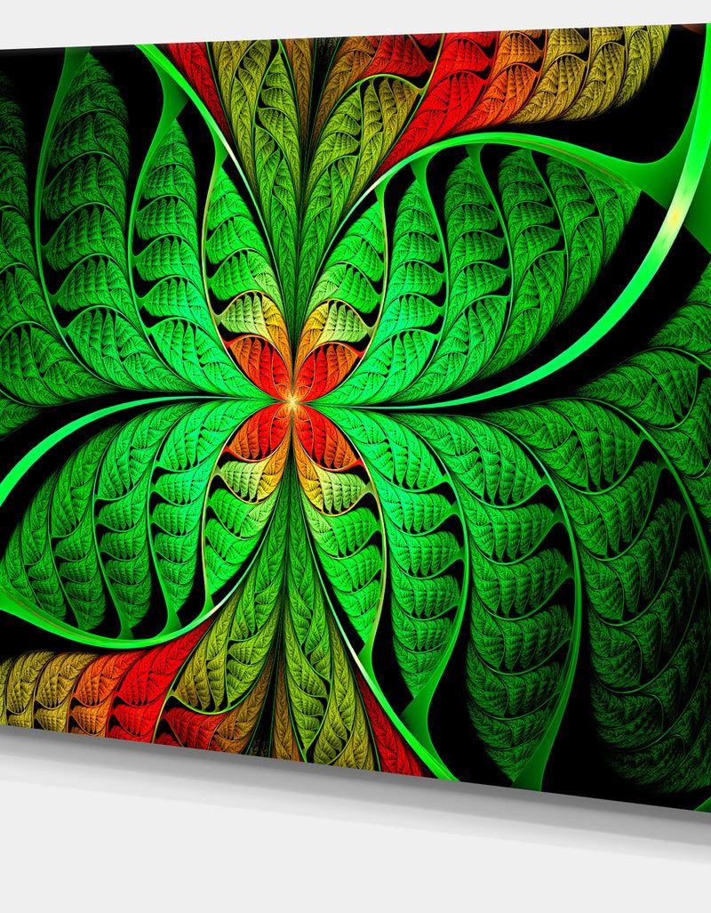 Designq Fractal Green Leaf Design - Large Wall Art On Canvas