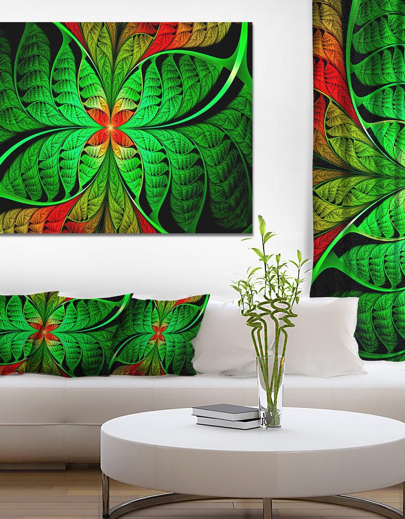 designq Fractal Green Leaf Design - Large Wall Art on Canvas