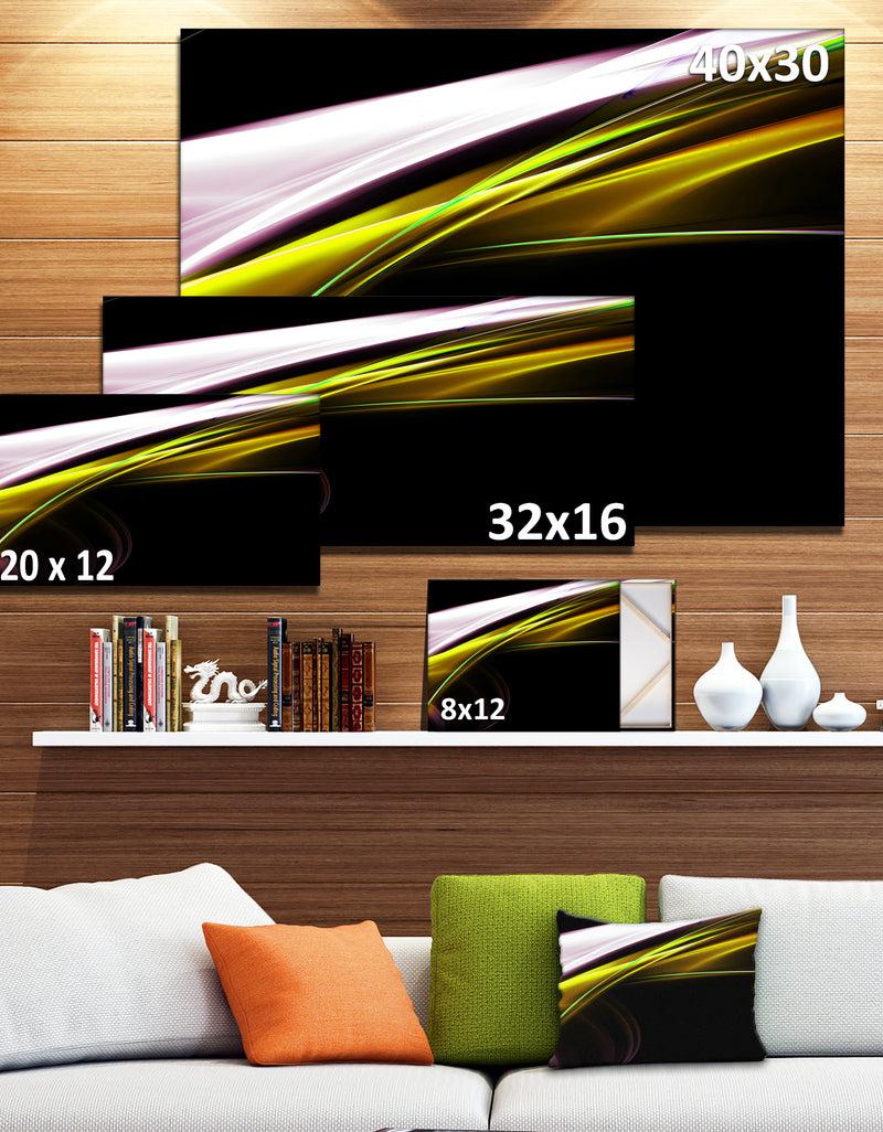 Designq Fractal Lines Golden White - Abstract Digital Art Canvas Print