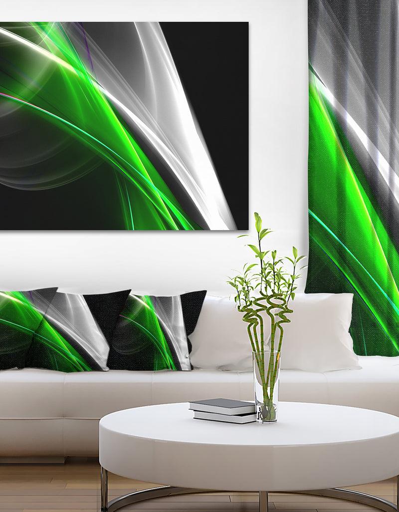 designq Fractal Lines Green White - Abstract Digital Art Canvas Print