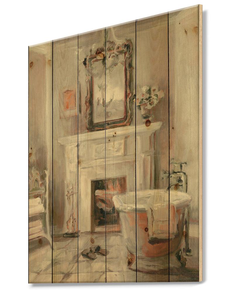 Designq French Bath La Baignoire II - Traditional Bathroom Print On Natural Pine Wood