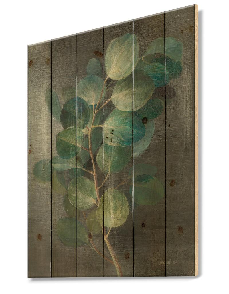 Designq Fresh Leaves I - Traditional Print On Natural Pine Wood