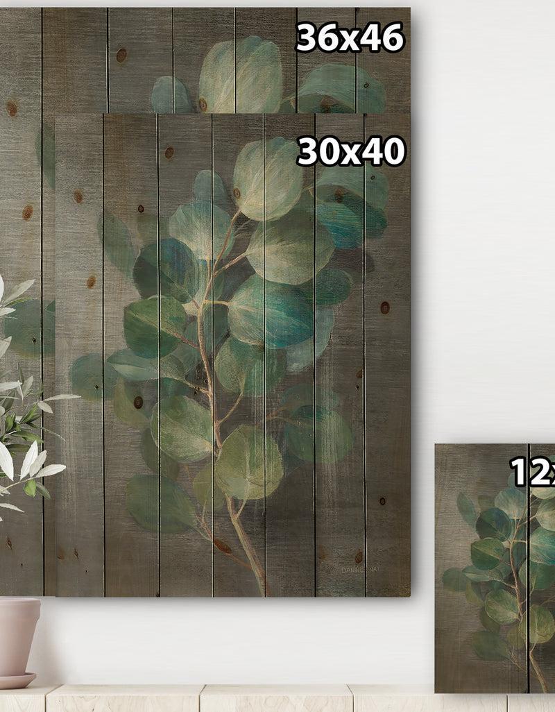 Designq Fresh Leaves I - Traditional Print On Natural Pine Wood