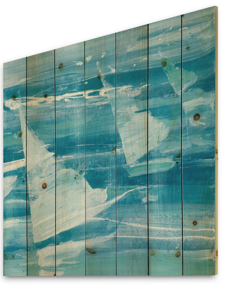 Designq From The Shore I - Nautical & Beach Print On Natural Pine Wood
