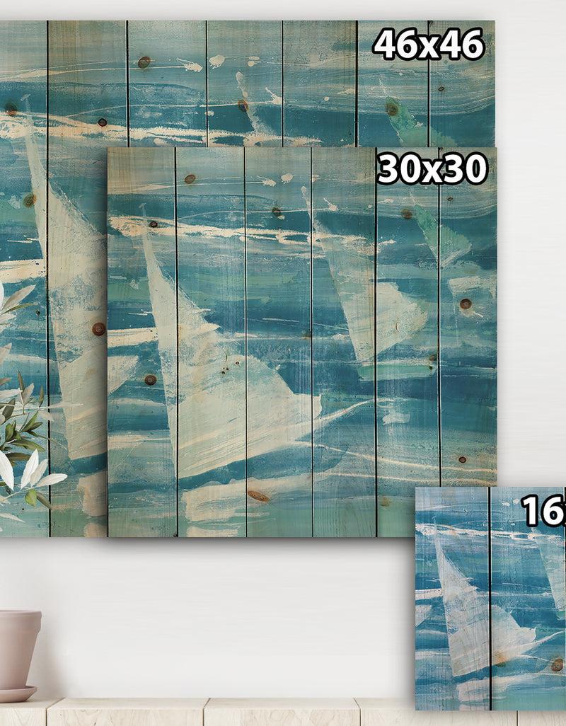 Designq From The Shore I - Nautical & Beach Print On Natural Pine Wood