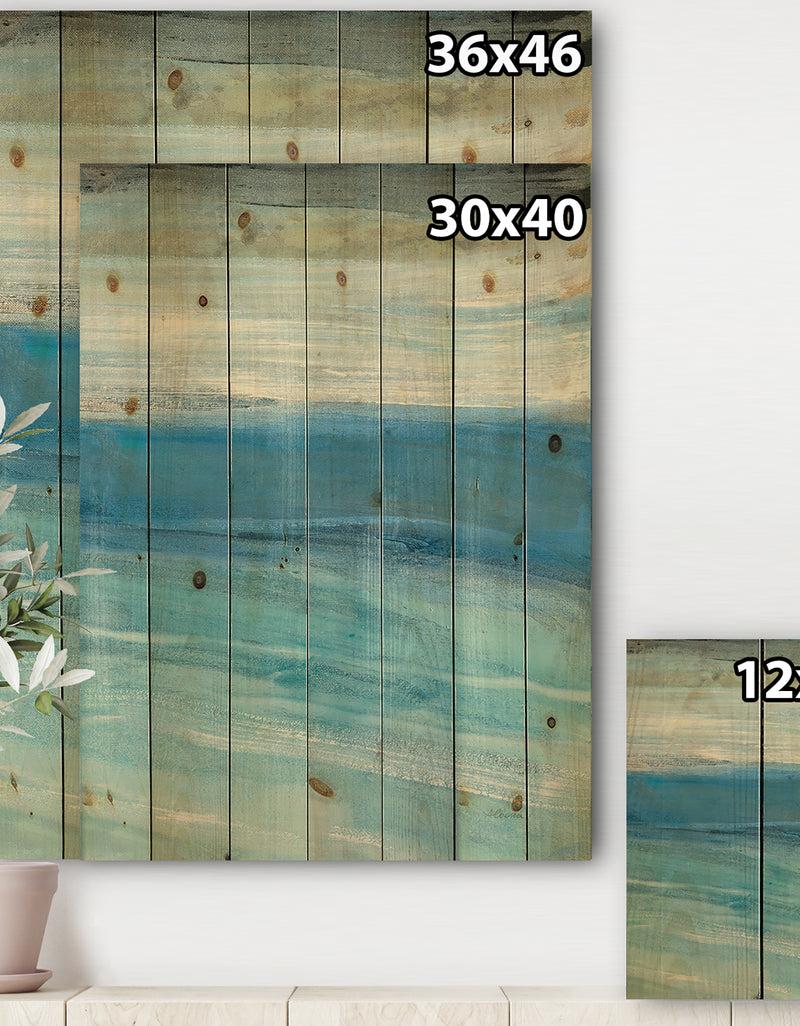 Designq From The Shore IV - Nautical & Beach Print On Natural Pine Wood