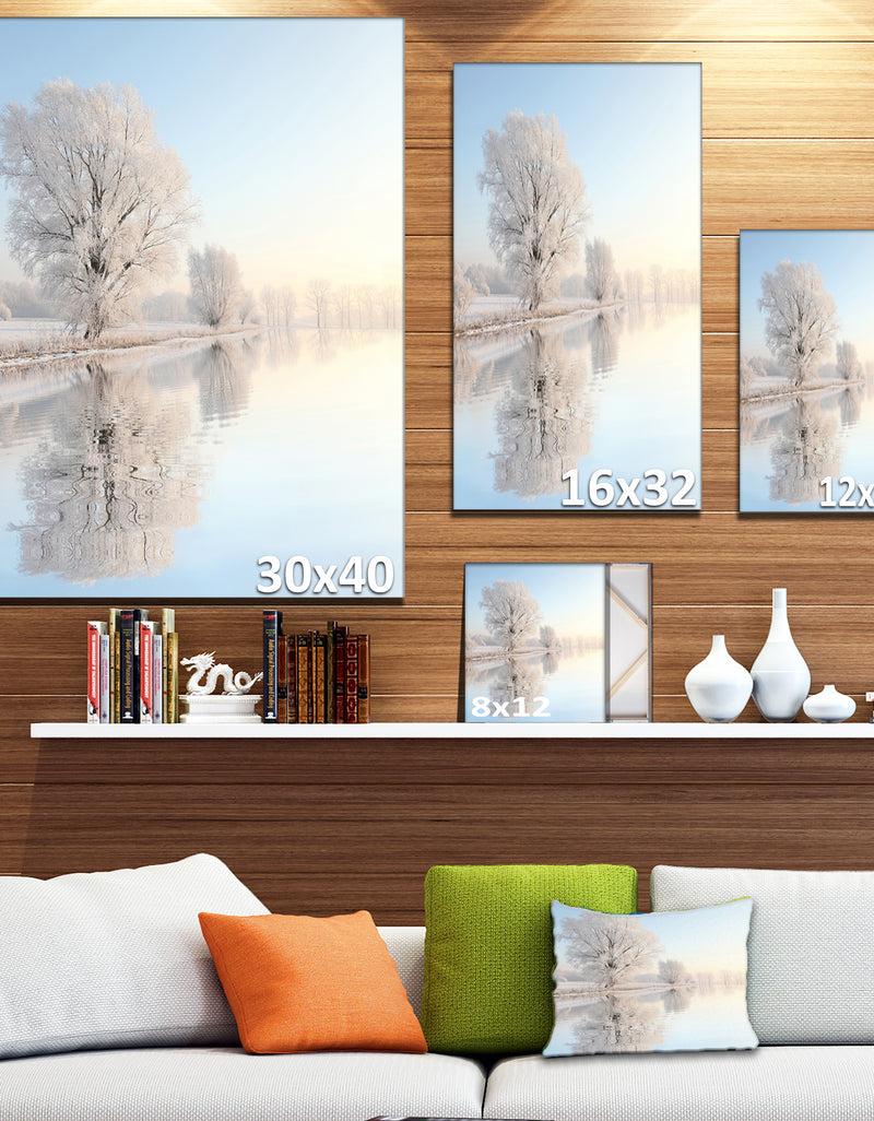 Designq Frosty Winter Tree By Rising Photo Canvas Art Print