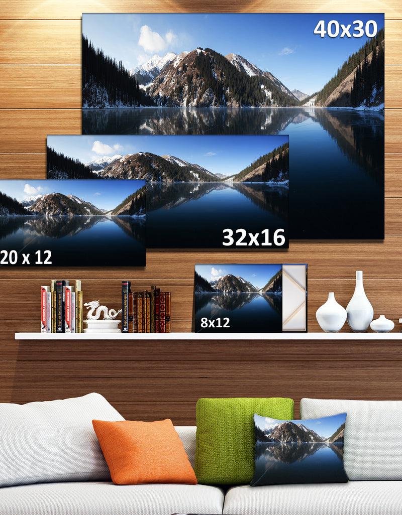 Designq Frozen Mountain Lake Pano - Landscape Wall Artwork