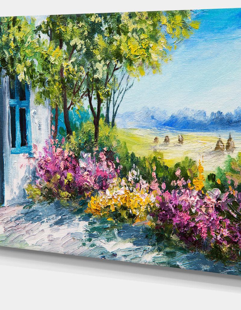 Designq Garden Near The House - Landscape Canvas Art Print