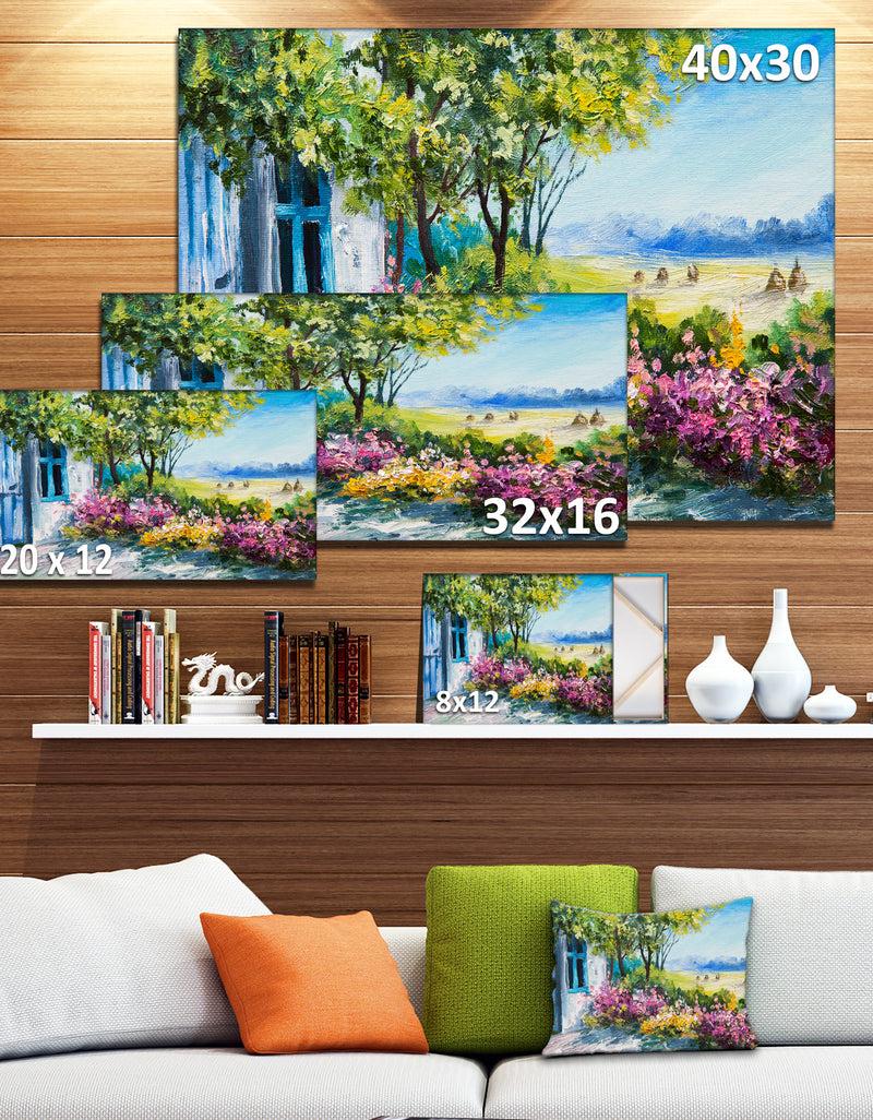 Designq Garden Near The House - Landscape Canvas Art Print